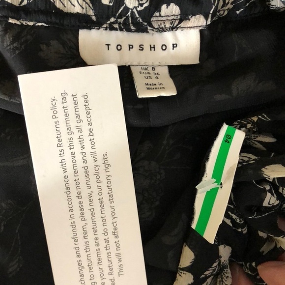 Topshop Gathered Channel Dress Waisted Printed Mini Mono NWT 4 - Picture 6 of 8